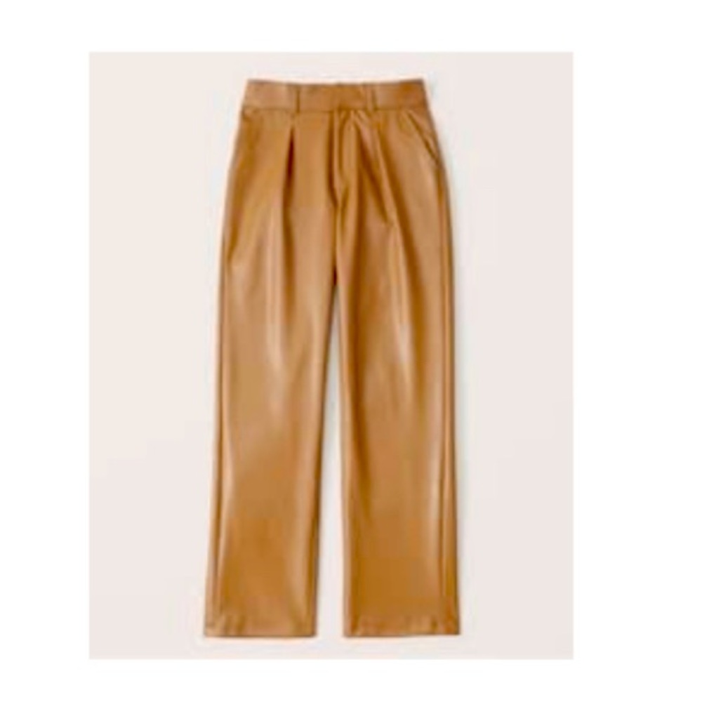 Abercrombie Vegan Leather Wide Leg Pants Light Brown Size 33S